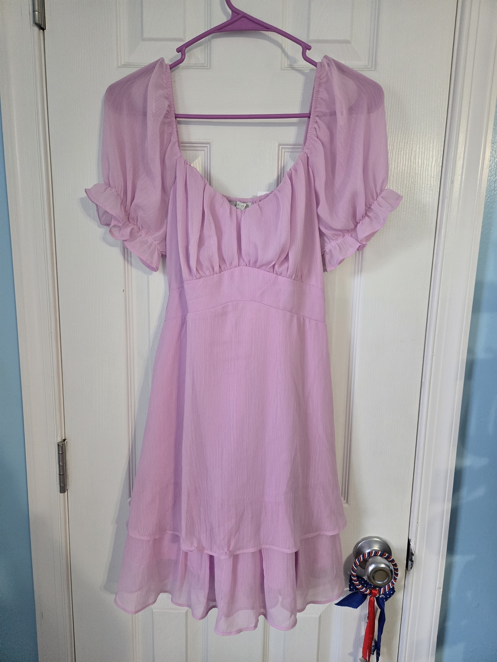 Love Tree Lilac Puff Sleeve Tiered Sundress